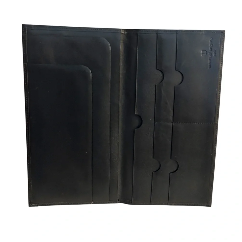 VTG Emanuel Ungaro Paris Slim Long Black Leather Wallet Bifold EUC